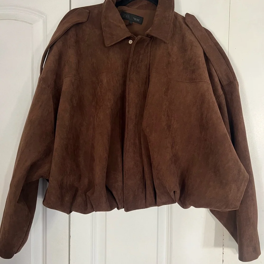 Zara Chocolate Brown Bomber Jacket - Picture 1 of 5